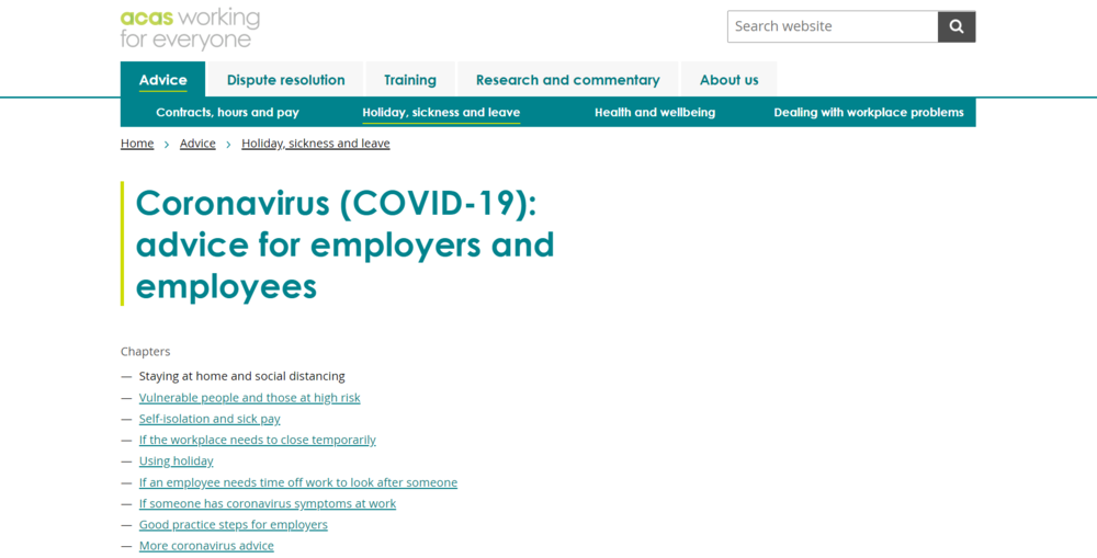 ACAS Advice for Employers and Employers
