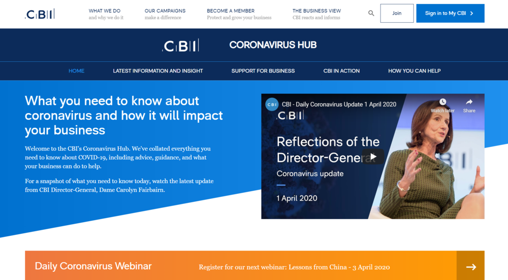 CBI Coronavirus Hub