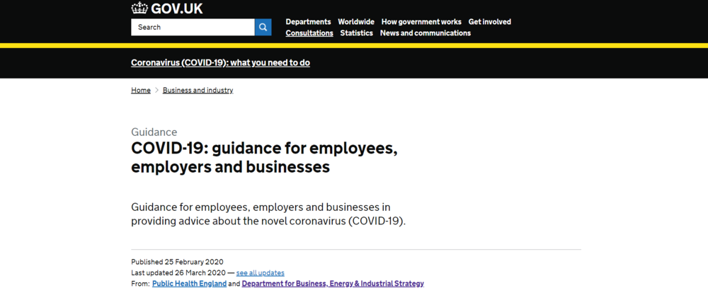 Government Guidance for employees, employers and businesses